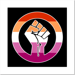 Black Lives Matter Fist Circled LGBTQ Flag Lesbian Pride Posters and Art